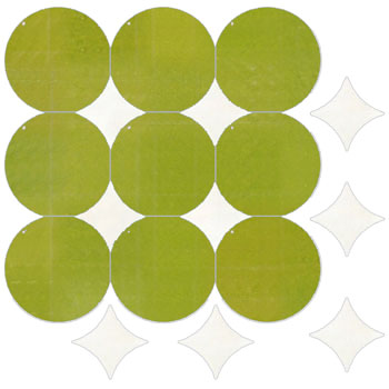 Mosaic House Moroccan tile Soho L 5-26 Lime Green Polar White  zellige, mosaic, zellij, field, pattern, glaze, simple, modern, circles 